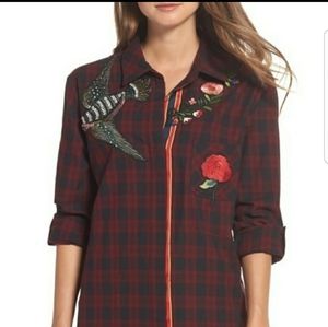 SAM EDELMAN RED PLAID SLEEPSHIRT SMALL